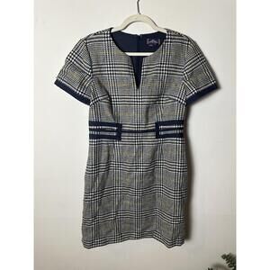 Boden Bridget Dress Heritage British Tweed Size 10P Navy/Tan Plaid Wool $230